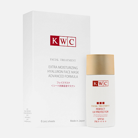 KWC Набор "Идеальный загар" №1 для лица: солнцезащитный крем SPF50 + гиалуроновая маска